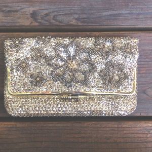 Sparkly tan purse